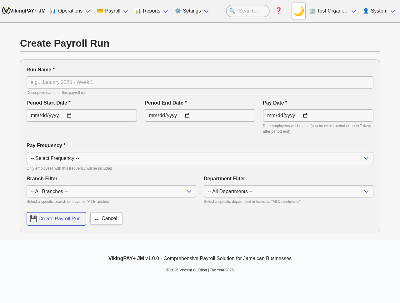 Starting a new payroll run in VikingPAY+