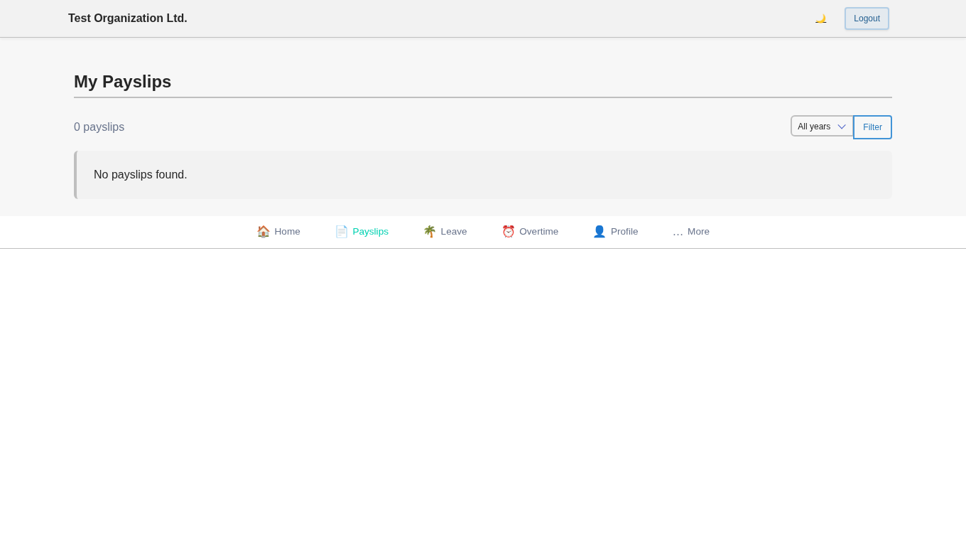 The employee self-service portal showing payslips