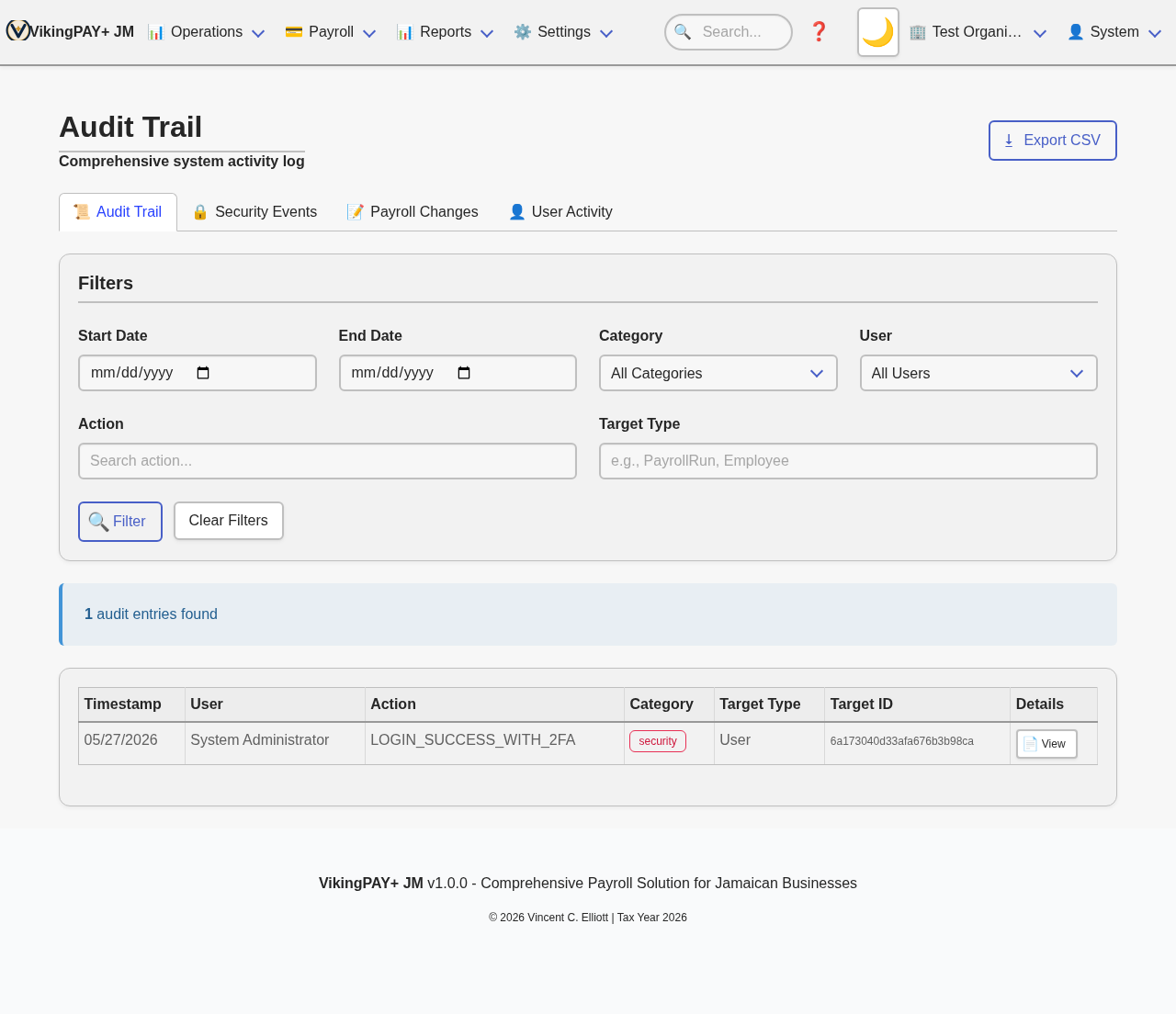 A per-tenant audit trail in VikingPAY+